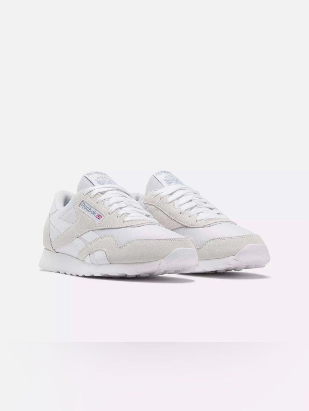 Reebok Classic Nylon Mens Sneakers Tennis Shoes 8.5 White/Barely Grey/Chalk New